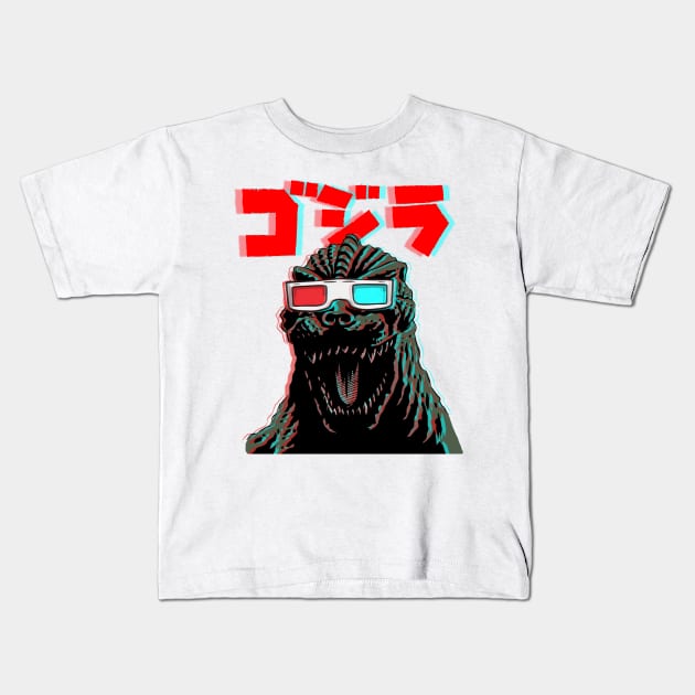 3D King of Monsters Kids T-Shirt by EnchantedTikiTees